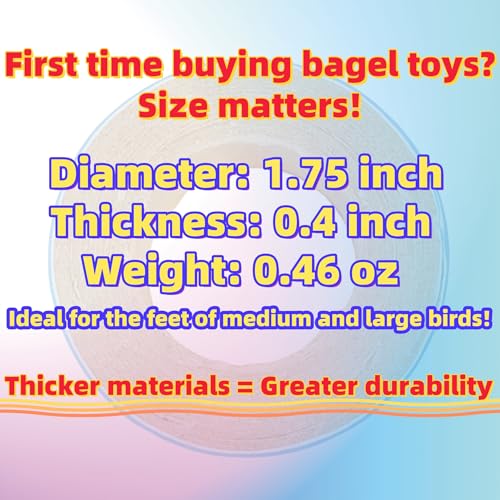 8Pcs 1.75inch Fatty Bagels Bird Toys for Parrots Durable Cardboard Bird Chew Shredding Foraging Foot for Medium and Large Parrot Amazons Mini Macaws African Greys Cockatoos Eclectus Senegal