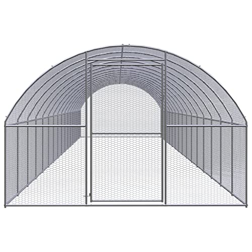 Galvanized Steel Chicken Coop 118.1"x118.1"x78.7" Outdoor Run with Extension Frames for Backyard Poultry - color: Silver-B, size: 118.1 x 118.1 x 78.7 in (W x L x H)