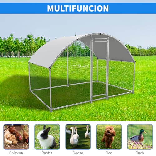 NUGRIART Large Metal Chicken Coop, Outdoor cage Run with Waterproof and Anti-UV Cover, Dome Roof Walk-in Poultry Cage Rabbit Duck House for Outside, Backyard and Farm. - size: 78.0"L x 120.0"W x 78.0"H