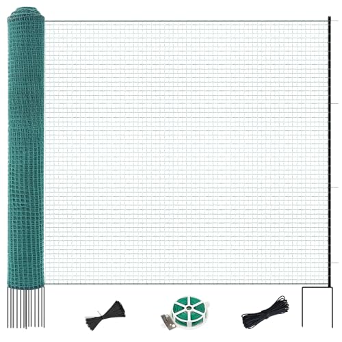SUNYRISY 40in x 164ft Garden Mesh Fence Temporary Safety Fencing | Garden Fence Animal Barrier with Steel Stakes, Fencing Netting for Construction Backyard Chickens Dog Poultry Deer - size: 40in x 164ft