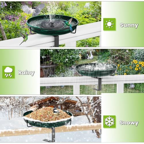 Deck Mounted Metal Bird Bath for Outside, Detachable Birdbath Bowl with Adjustable Steel Clamp, Outdoor Bird Feeder for Railing Balcony Fence Yard Art Garden Decor (Vintage Green) - color: Vintage Green