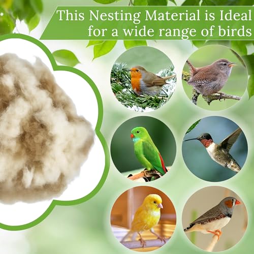 Natural Bird Nesting Material 3.6 oz Nest Bedding Supplies for Wild Birds | Hummingbirds, Finches, Canaries & Parakeets, Bedding Fiber for Hamsters, Rabbits, Squirrel & Small Pets, Cages and Nest Boxes - color: White & Brown