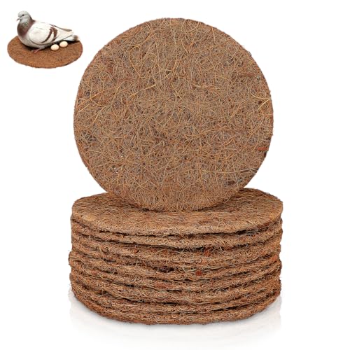 OUNONA Coconut Fiber Bird Nesting Pads 10 Pack Round Pigeon Nest Liner for Egg Laying Breeding Warm Nest Support for Parrot Chicken Bird Cage Accessories 5.90 in