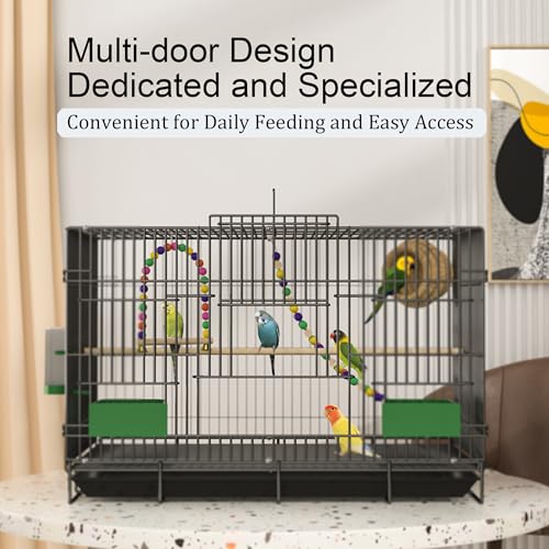 20-inch Bird Cage,Foldable Medium Small Parrot Parakeet Bird Cages for Parrots Canaries Cockatiels Lovebirds Finches Budgies Conures Pet Metal Birdcage with Slide-Out Tray and 4 Pcs Bird Toys