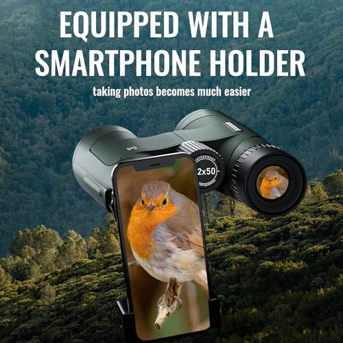 12x50 HD Optics Binoculars for Adults with Upgraded Phone Adapter, Tripod and Tripod Adapter - Professional Waterproof Binoculars with BaK4 prisms and Large View for Bird Watching,Hunting - color: Green