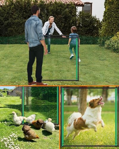 Temporary Fence Gate,3' Height,Garden Fence Mesh Door, Free Open and Close Boundary for Garden Backyard Outdoor Animal Protect, Non Electric Safe for Children and Dog - size: 3' Fence Gate
