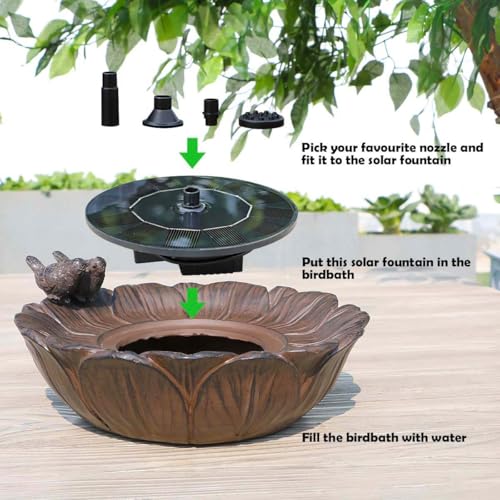 Solar Bird Bath Fountain,Sunflower with Resting Bird,Solar Powered with 3 Nozzles,Outdoor Garden Bird Bath,Solar Water Fountain for Bird Bath,Hummingbird Bird Bath for Outdoor
