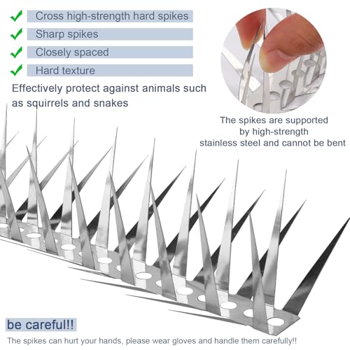 Bird Spikes 13 FT Anti Climb Spikes Stainless Steel Bird Squirrel Deterrent | Acts as squirrel baffles for bird feeders, stops squirrels stealing bird food - size: 13 FT
