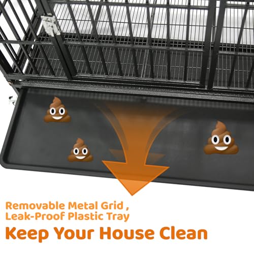Homey Pet 37 Inch Heavy Duty Dog Crate for Medium Dogs | Stackable Dog Cage Kennel with Four Lockable Wheels, Removable Tray & Grid, Open Top, Escape Proof Dog Kennel Indoor - size: 37.0"L x 22.5"W x 29.2"H
