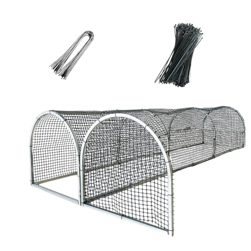 Galvanized Steel Chicken Runs for Yard, Mobile Metal Enclosed Poultry Coop Kits | Movable Hens and Rooster Cages for Outside, Portable Chicken Coop Run (23.5 × 23.5 × 118 IN)