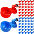 Tanlade 50 Pcs Automatic Chicken Waterer Cups Chicken Feeder for PVC Pipe Waterer Kit for Poultry Duck Goose Turkey Bunny (Red,Blue,Classic) - color: Red,Blue