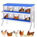 Chicken Nesting Box, 10 Compartment Galvanized Steel Chicken Laying Boxes, Heavy Duty Rustproof Chicken Coop with Easy Egg Collection for Backyard Farms - with Bracket Legs, Blue - color: Blue, size: 10 compartments, with bracket