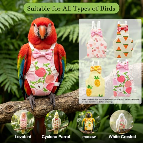 4Pcs Reusable Waterproof Bird Diaper Suit, Cute Pet Nappy Clothes for Parrot Duck Chicken Pigeon Small Pets (L) - size: L
