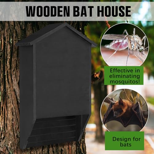 2 Pack Bat House for Outdoor,Black,Large,2 Chamber-pr | Large Cedar Wood Weatherproof Bat Boxes for Outside Trees, Dual Chamber Shelter with Grooved Landing for Backyard Roosting - color: dark brown, style: 2 Chamber-pr