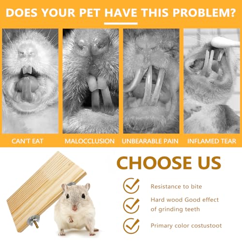 2Pcs Hamster Wooden Ledge Platform 7.5 × 4 inch Rat Stand Platform Chew Toys Cage Accessories for Squirrel Gerbil Suger Glider Rat Hamsters Bird - size: 7.5 × 4 inch