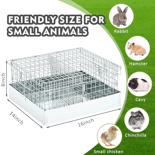DoubleFill 2 Hole Cavy Transport Cage 16 x 14 x 8 Inch, Chinchilla Hamsters Chicks Rabbit Carrier for Travel Temporary Housing, Indoor Outdoor Pet Habitat Animal Enclosure