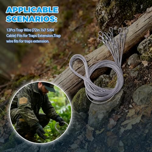 12Pcs Trap Wire (72in 7x7 5/64 Cable) Fits for Traps Extension