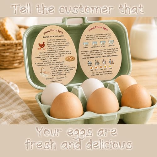 255PCS Fresh Farm Egg Handling Instruction Cards - Premium 2.7 X 3.5 Inches - Eggs Shape Style - Egg Stamps for Eggs Care Egg Cartons Cheap Bulk - Egg Stamps for Fresh Eggs for Egg Cartons Reusable