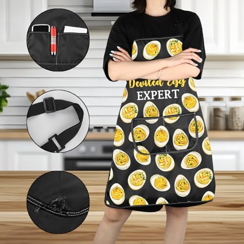 VAMSII Deviled Eggs Lover Gift Certified Deviled Egg Expert Apron With Pockets Egg Enthusiast Kitchen Gift