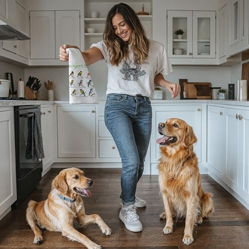 Backyard Bird Kitchen Towels, Gifts for Bird Lovers Watchers Women Men Dish Tea Towels for Kitchen, Birding Gifts Decorative Hand Towels for Bathroom, 16x24 Inches，C134-MJ-ZH