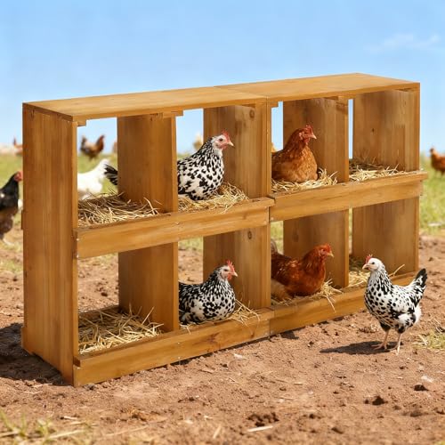 Outvita Nesting Boxes for Chickens 8 Compartments, Wood Chicken Nesting Box Wall Mount, Versatile Use Nest Box for Chicken Coop, Easy to Assemble for Chickens, Hens, Ducks - color: 8 Compartments