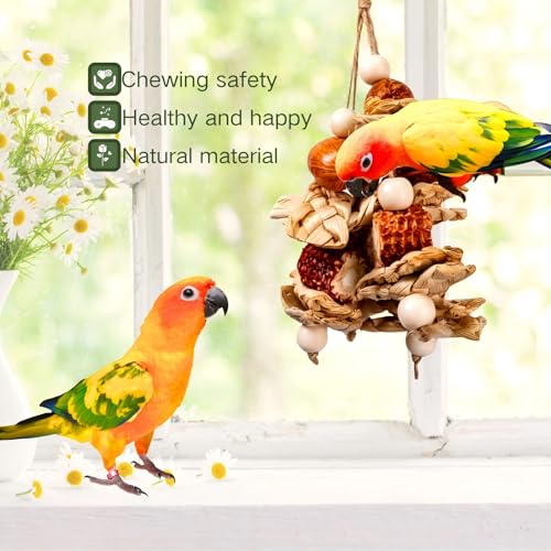2pcs Bird Toys for Parakeets,Parrot Cage Chewing Hanging Toy | Bird Foraging Toys,Parrot Toy For Conure Cockatiel Budgies Lovebird
