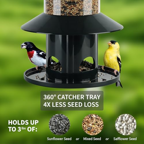 Squirrel-Proof Bird Feeder for Outdoor Wild Bird - color: 15"H Dark Green