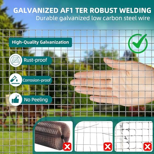 Hardware Cloth 1/2 Inch 19 Gauge 48in X 100ft Chicken Wire Fencing | Galvanized Welded Wire Mesh, Snake Gopher Barrier Garden Fencing Rabbit Cage Netting - size: 1/2 inch 48inx100ft