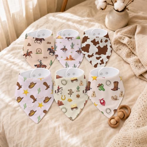 Baby Organic Cotton Teething Cloth Newborn Baby Burp Cloth Bandana Drool Cloth for Drooling Cotton Baby Gifts - color: Brown Western