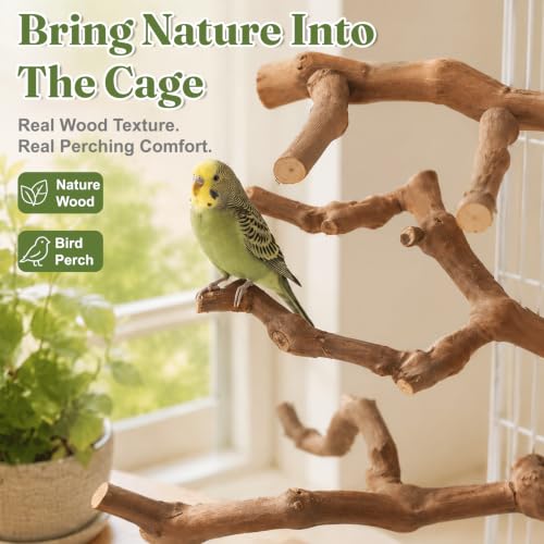 3PCS Natural Grapevine Bird Perch Set for Cage, Parakeet Cage Accessories