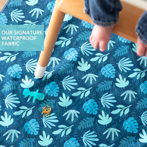 Bumkins Baby Splat Mat for Under High Chair, Babies Toddlers Eating Mess Mat, Waterproof Reusable Cloth for Arts and Crafts, Playtime Mat for Kids, Floors or Tables, Fabric 42inx42in, Blue Tropic - color: B5 Blue Tropic