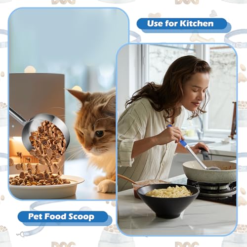 2 Pcs Dog Food Scoop1 Cup,Stainless Steel Measuring Cups with Long Handles | 1 Cup scoop with long handle for Dogs Cats Birds Food - size: 1 CUP