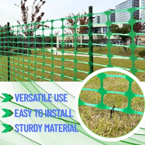 23.6" x 100', Green, Plastic Garden Fence with Stakes, Strength | Reusable HDPE Mesh, Construction & Outdoor Use, Easy to Install, Rust Free, Flexible Design, Cut to Fit, Easy to Roll & Store - color: Green, size: 23.6'' x 100'