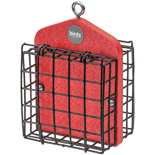 Bird's Choice Suet Feeder for Two Cakes in Red Recycled Plastic - color: Red