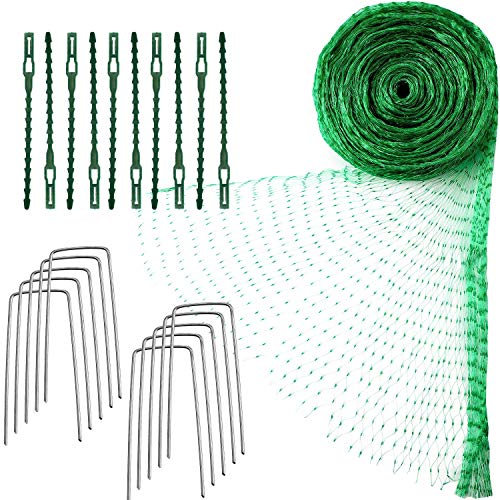 Boao Bird Netting for Garden Protect Fruit Vegetables Trees 13 x 32.8 ft Netting with Cable Tie and U Shaped Garden Peg Against Deer Squirrels Animals