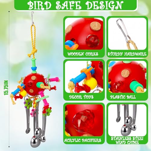 Soulchen 4 Pcs Extra Large Bird Parrot Toy Set Natural Wooden Chewing Toy, Rattan Ball, Wood Nut Loofah String (Bagged) for Large Medium Macaws, African Grey, Parrots (Corn Cob) - style: Corn Cob