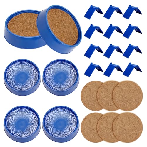 24Pcs Pigeon Supplies Set 6Pcs Plastic Pigeon Nest Bowl with 12Pcs Dove Rest Stand 6Pcs Round Coconut Fibre Pigeon Nest Mat for Parakeet Chicken Pigeon Hatching Bedding Accessories