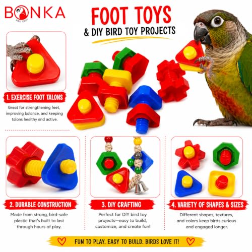 3505 Pk6 Huge Nuts and Bolts Colorful Enticing Large Screw Interactive Foot Beak Throw Parrot Cockatoo Amazon African Grey Macaw Hyacinth