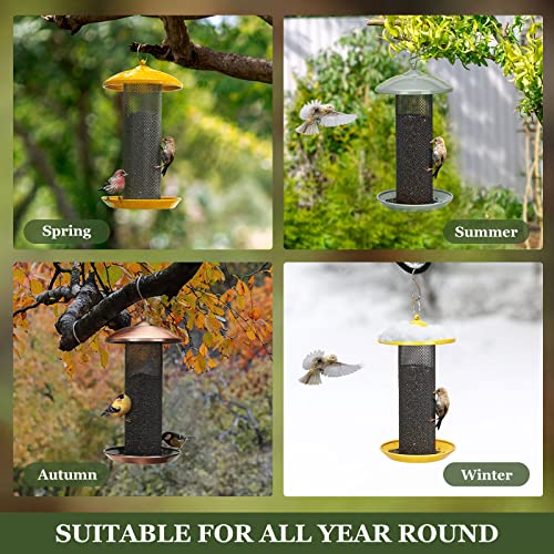 Kingsyard Finch Feeders for Outdoors Hanging, Metal Mesh Tube Bird Feeder for Nyjer/Thistle Seed, 2.5 lbs Large Capacity (Grey) - color: Gray