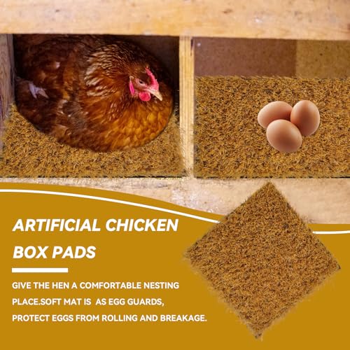 4 PCS Washable Chicken Nesting Pads,11.8x11.8 Artificial Grass Turf Reusable Chickens Nest Box Bedding Liners for Hen Coop Egg Duck Goose - color: Yellow
