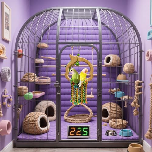 Wooden Bird Swing Toy with Rope Perch, Fish Shape, Hanging Cage Accessory for Parrots (Colorful, Green Wood Swing)