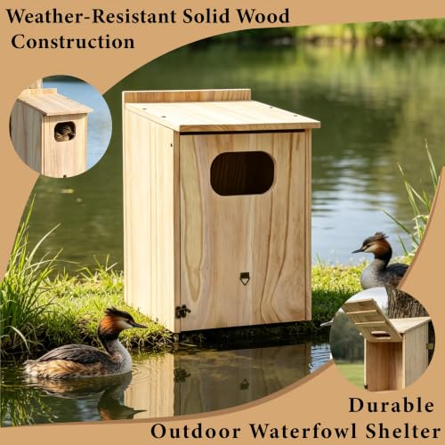 Wood Duck House, Sturdy Weather-Resistant Nesting Box and Shelter | 17x10x10 Inches, Weather-Resistant, for Ducks, Hooded Mergansers & Waterfowl, Ideal for Outdoor Ponds, Wetlands & Backyards