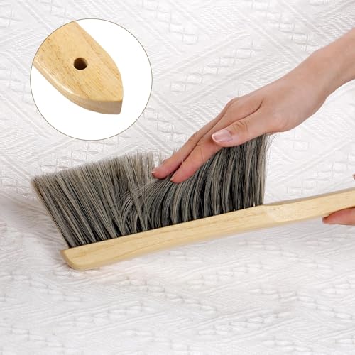 Rbenxia Wooden Handle Bench Brushes Soft Household Dust Cleaning Brushes | Soft Bristles,Fireplace,Sofa,Furniture,Workshop,Woodworking,Horse Hair Brushes,Bed,Cabinet,Car,Clothes,Coat,Counter,Desk - color: Gray+beige