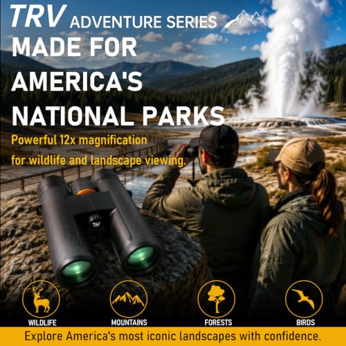 TRV 12x42 Binoculars for Adults, Wildlife, Hiking, Travel, Bird | Perfect for Yellowstone National Park, Wildlife Observation, Hiking & Mountain Viewing with Sharp Outdoor Optics - size: 12x42