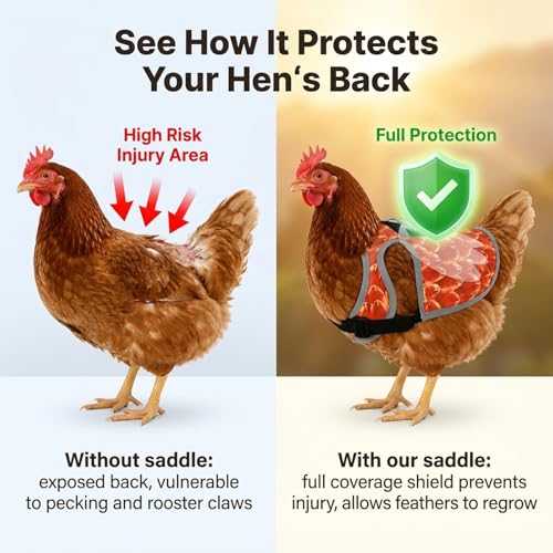 4Pcs Chicken Saddles for Hens with Detachable Wings, Waterproof Breathable Chicken Vest, Adjustable Hen Back Protector Saddle, Anti Pecking Poultry Saver for Feather Recovery