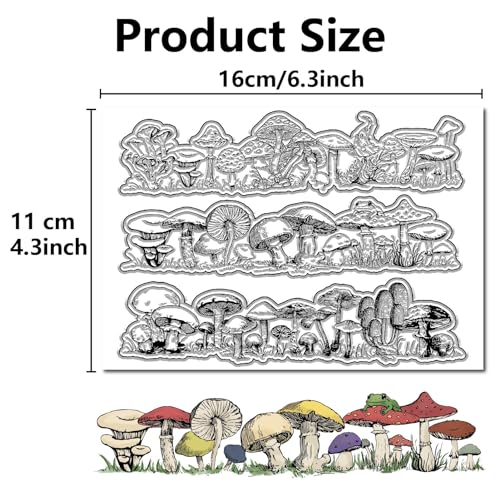 CRASPIRE Mushroom Clear Stamps Plant Frog Reusable Retro Transparent Silicone Stamp Seals for Journaling Card Making DIY Scrapbooking Photo Album Decorative - style: Mushroom Rubber Stamps-0204