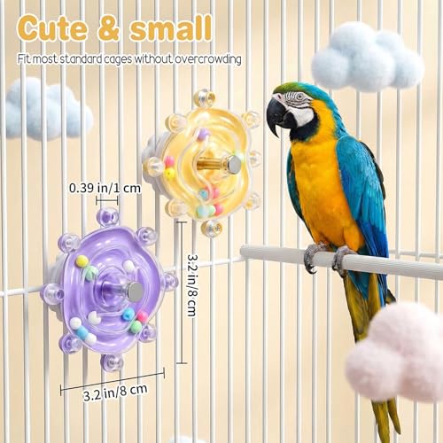 2 Pcs Bird Toys for Parakeets Colorful Budgie Toys Interactive Bird Cage Parrot Cockatiel Toy for Parakeets Cockatiels Conures Cage Small Birds Chewing Exercise Entertainment