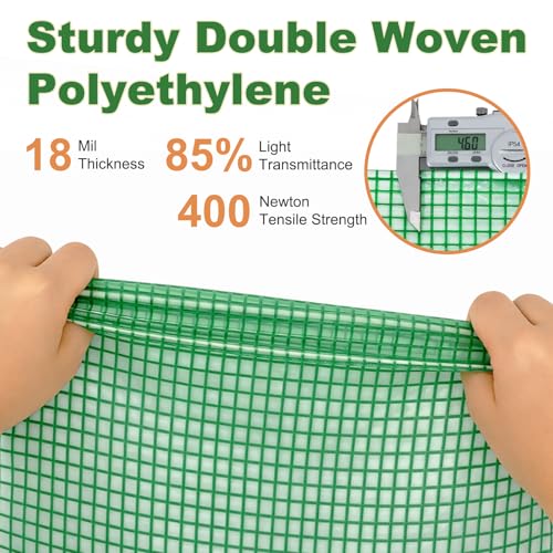 18 Mil Greenhouse Cover, 10x10 FT Clear Green Heavy Duty Greenhouse Tarp, UV Resistant Waterproof Green House Plastic Covering with Grommets for Garden, Farms, Nursery - size: Clear Green 10FTx10FT