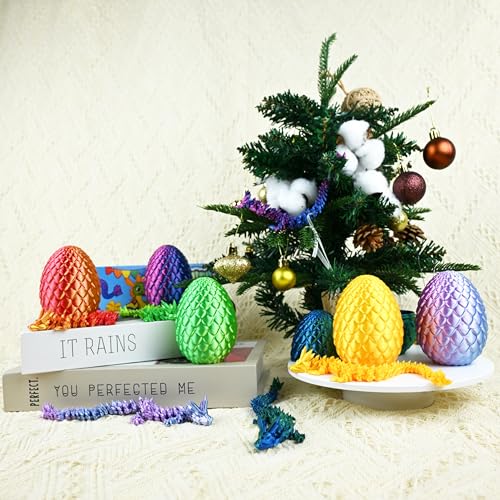 Impossmaker 8‘’ 3D Dragon Eggs with Dragon Inside, Easter Basket Stuffers Mini Egg Set Articulated Unique Easter Basket Essentials for Adults Kids (6 Pack) - style: 6P-S2