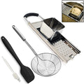 Premium Grade Stainless Steel Spaetzle Maker with Silicone Spatula, Stainless Steel Spider Strainer Skimmer Spoon Pasta Strainer, Homemade Traditional German Egg Noodle Dumpling Making Tool Set - color: Full Spaetzle Maker Set